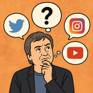 Máximo Kirchner refletindo sobre as estratégias para fortalecer sua presença digital nas redes sociais.